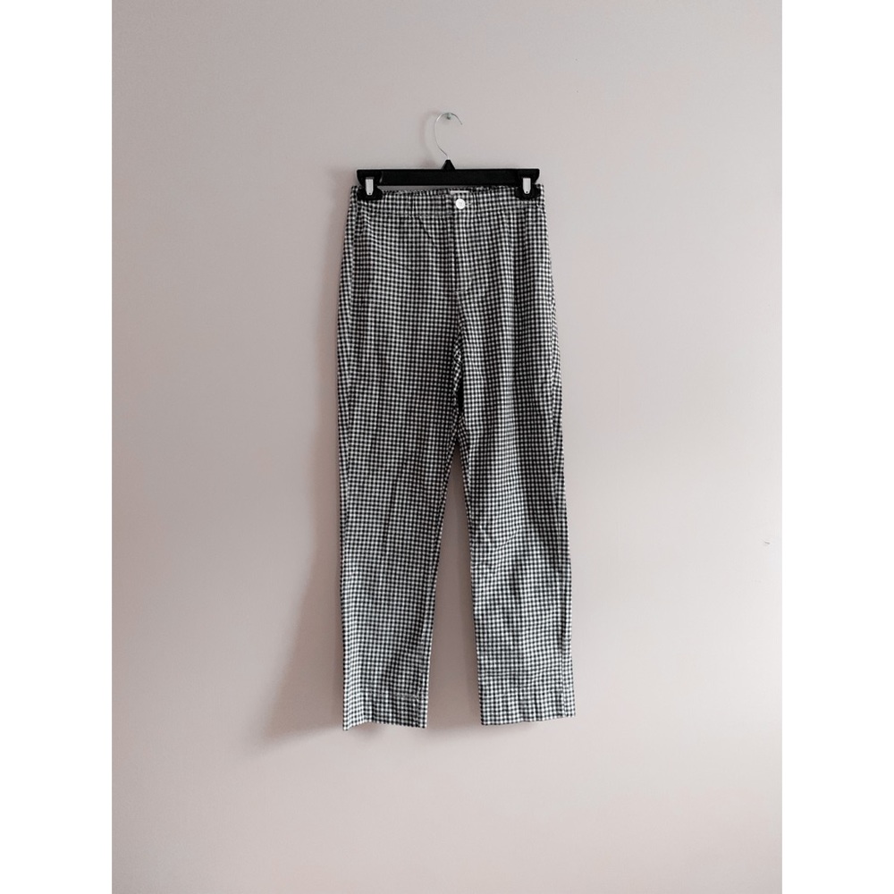 Brandy Melville Gingham White and Navy Pants/Jeans